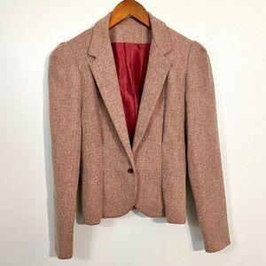 Tomboy Brand Vintage Pink Herringbone Tweed Blazer